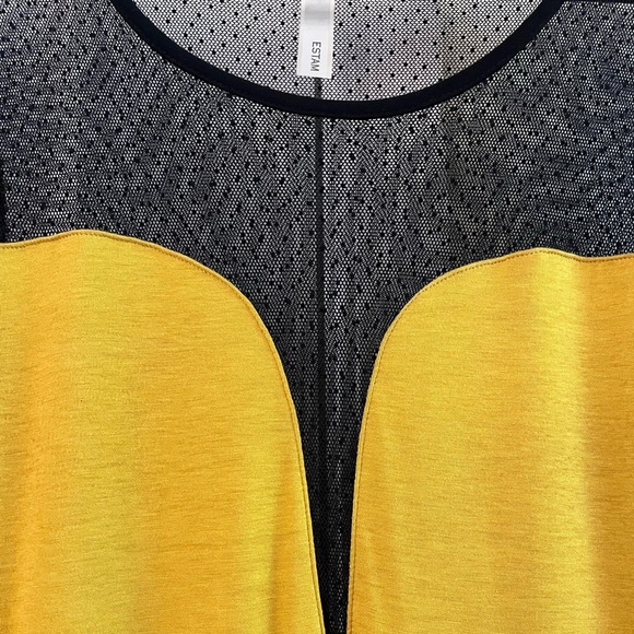 💛 Y2K Vintage Circa 2004 Yellow and Black Mesh long sleeve bodycon dress - Picture 9 of 14